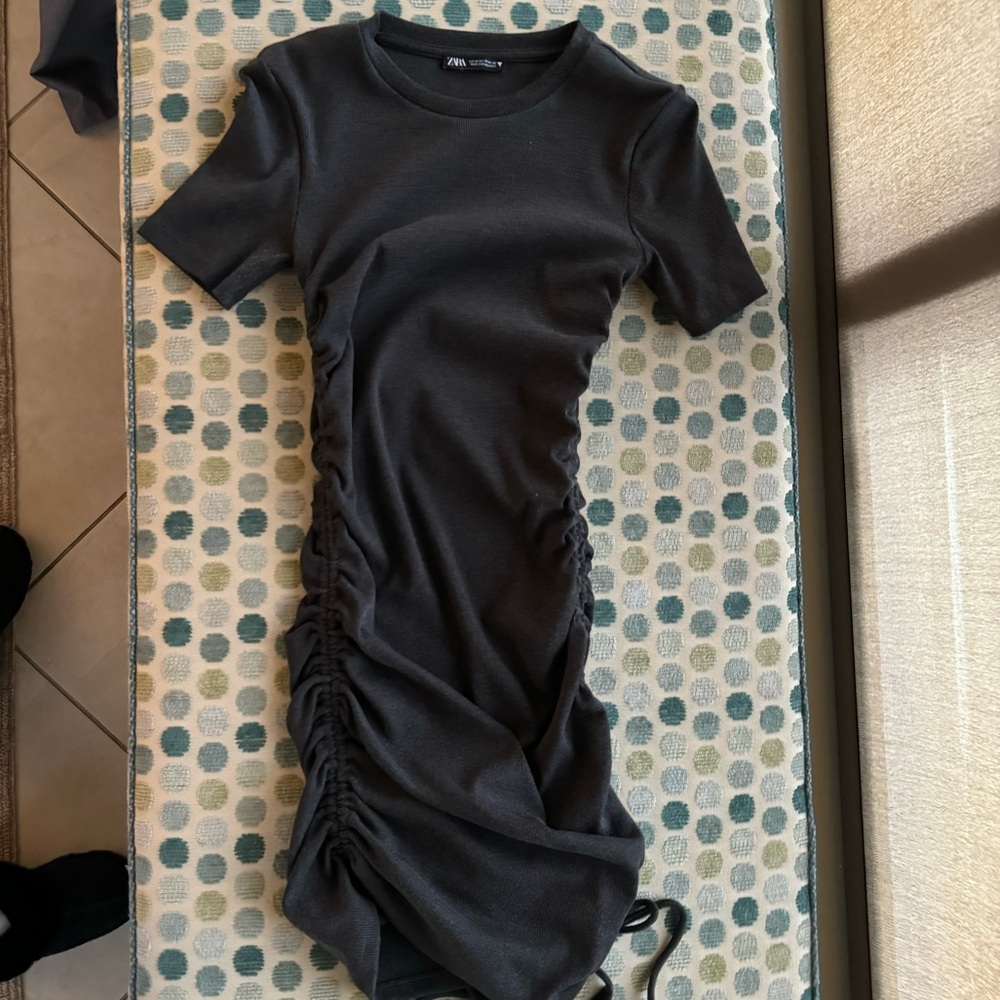 Zara Scrunch Gray Bodycon Dress